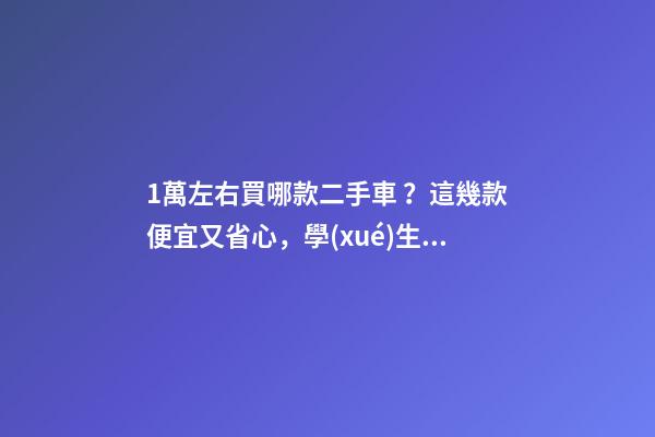 1萬左右買哪款二手車？這幾款便宜又省心，學(xué)生黨也能買得起！